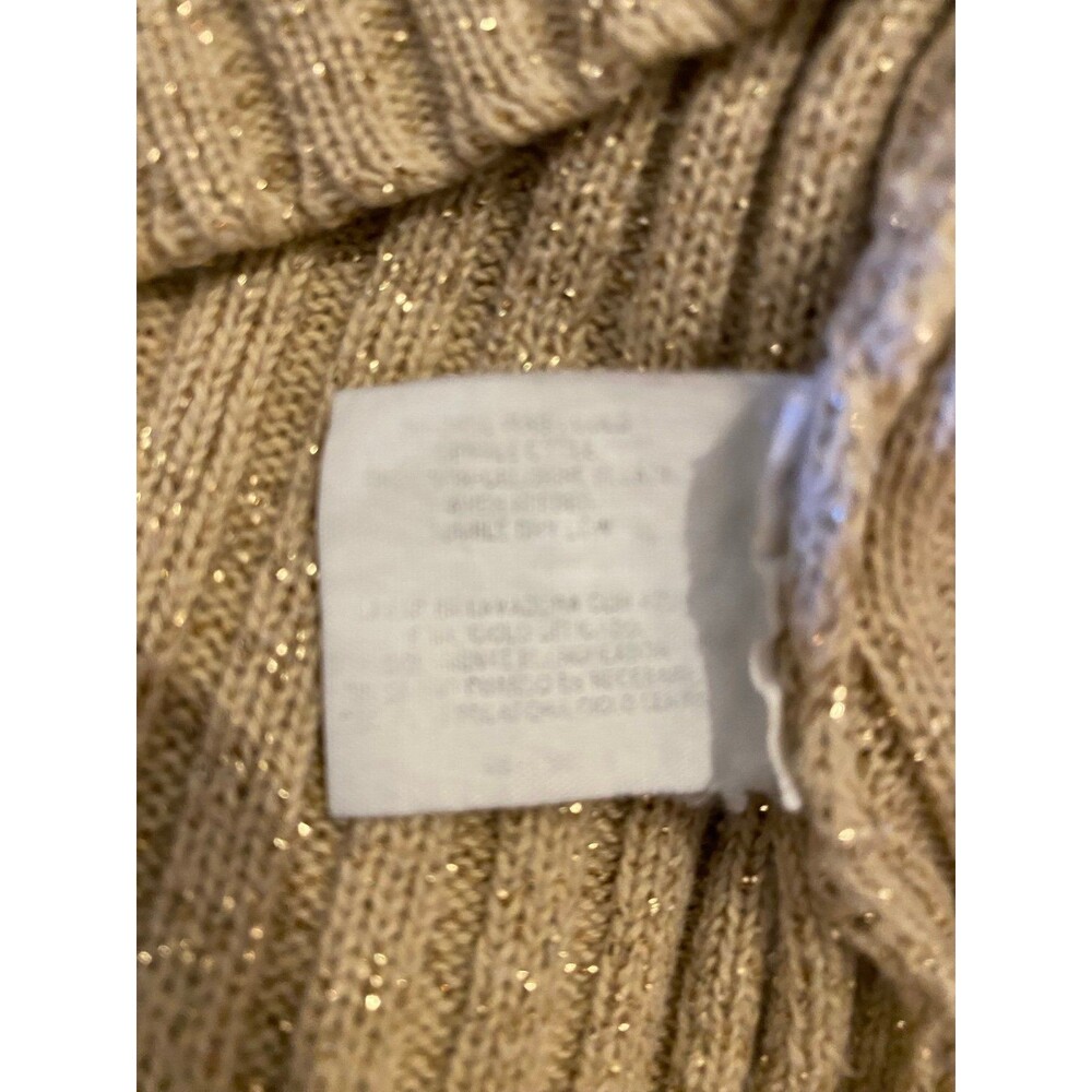 Basic Edition Cream with Gold Threads Holiday Turtleneck Size Large‎ Sweater - Picture 8 of 8